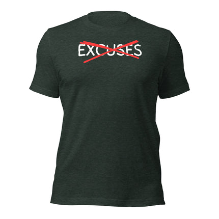 No Excuses T-Shirt – Built for Hustlers, Made for Winners with crossed out word "EXCUSES"