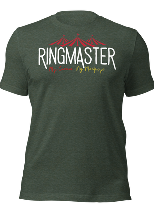 RingMaster T-Shirt for entrepreneurs featuring a circus design, showcasing business ownership and leadership apparel.