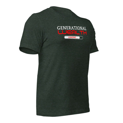 Generational Wealth Loading T-Shirt | Legacy Builders displayed in gray, emphasizing a message of financial freedom.