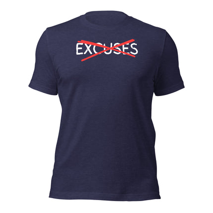 No Excuses T-Shirt – Built for Hustlers, Made for Winners on a navy background, highlighting motivation.