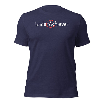 UnderAchiever T-Shirt – Success, But Make It Ironic in navy blue cotton material, perfect for redefining success.