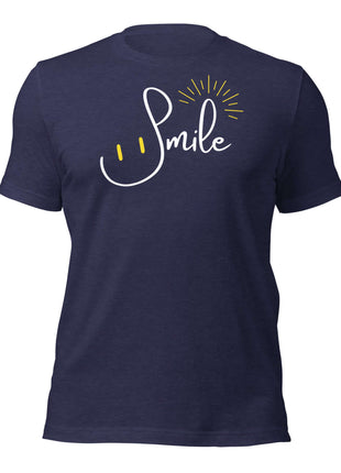 Smile Everyday T-Shirt in navy blue, featuring cheerful design, ideal entrepreneur apparel for positivity and motivation.