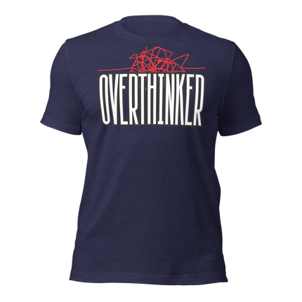 OverThinker T-Shirt in navy with bold lettering, perfect entrepreneur apparel for creative thinkers.