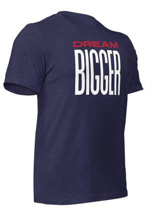 Dream Bigger T-Shirt in navy, promoting limitless ambition and entrepreneurship.