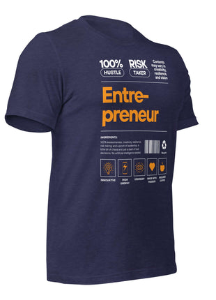 Entrepreneur Label T-Shirt – Premium Comfort for Driven Founders showcasing bold design and key entrepreneurial traits.