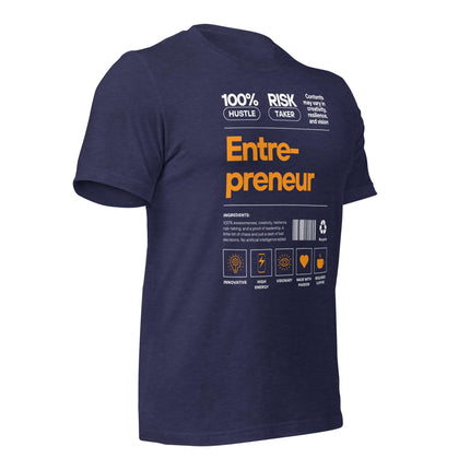 Entrepreneur Label T-Shirt – Premium Comfort for Driven Founders showcasing bold design and key entrepreneurial traits.