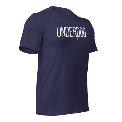 Underdog T-Shirt in navy blue, symbolizing resilience for entrepreneurs and hustlers.