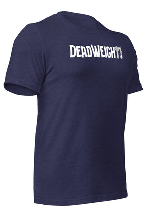 DeadWeight T-Shirt for entrepreneurs, showcasing a minimalist design in navy blue, symbolizing hustle and determination.