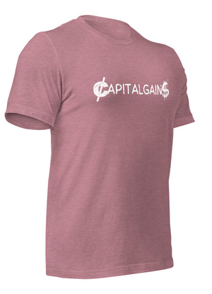 Capital Gains Startup Owner T-Shirt for entrepreneurs, made of soft cotton, showcasing a stylish design.