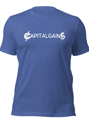 Capital Gains Startup Owner T-Shirt in blue, perfect for entrepreneurs, made with 100% cotton for comfort.