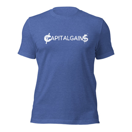 Capital Gains Startup Owner T-Shirt in blue, perfect for entrepreneurs, made with 100% cotton for comfort.