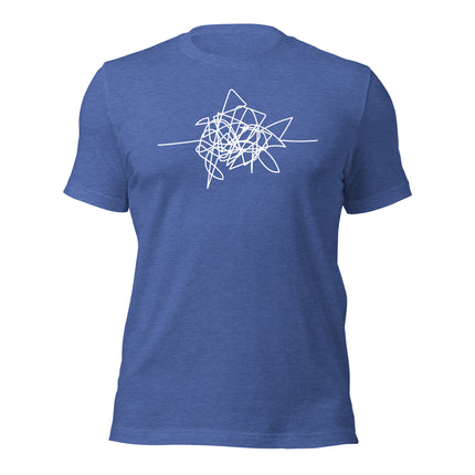 Disgruntled Entrepreneur T-Shirt in blue, featuring a messy line graphic, perfect for hustling entrepreneurs.
