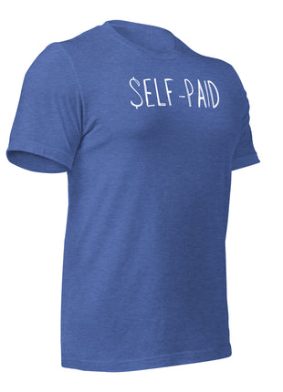 Blue Self-Paid T-Shirt for entrepreneurs, made from soft cotton, symbolizing hustle and determination.