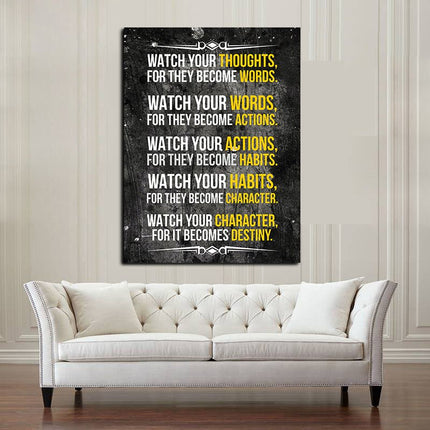 Watch Your Thoughts For They Become Words Motivational Canvas Wall Art