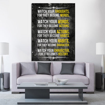 Watch Your Thoughts For They Become Words Motivational Canvas Wall Art