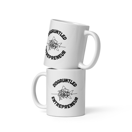 Disgruntled Entrepreneur Motivational Coffee Mug stacked showing unique design and sturdy ceramic material.