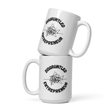 Disgruntled Entrepreneur Motivational Coffee Mug design featuring artistic text and imagery on sturdy ceramic material.
