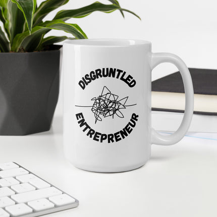 Disgruntled Entrepreneur Motivational Coffee Mug with abstract design on a white ceramic cup