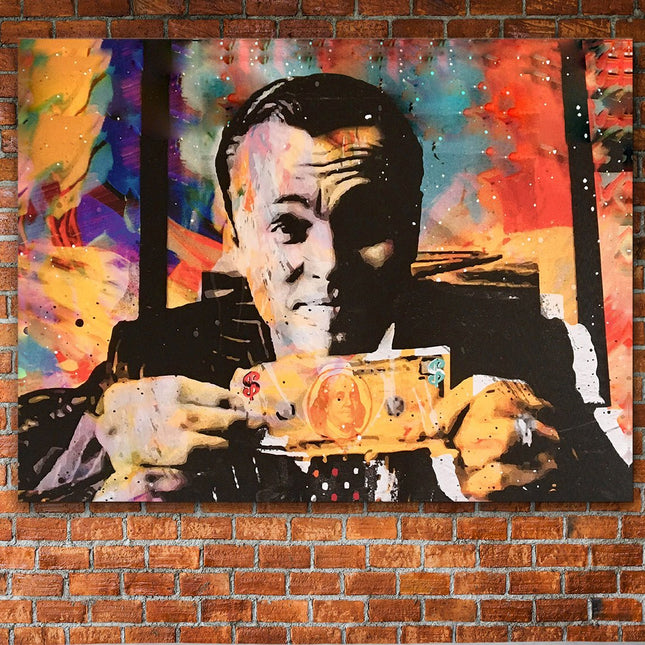 Wolf Of Wall Street Money Talks Abstract Canvas Wall Art, Invincible Wolf Wall Street
