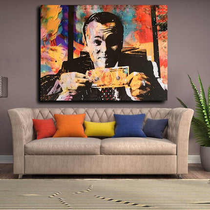 Wolf Of Wall Street Money Talks Abstract Canvas Wall Art, Invincible Wolf Wall Street